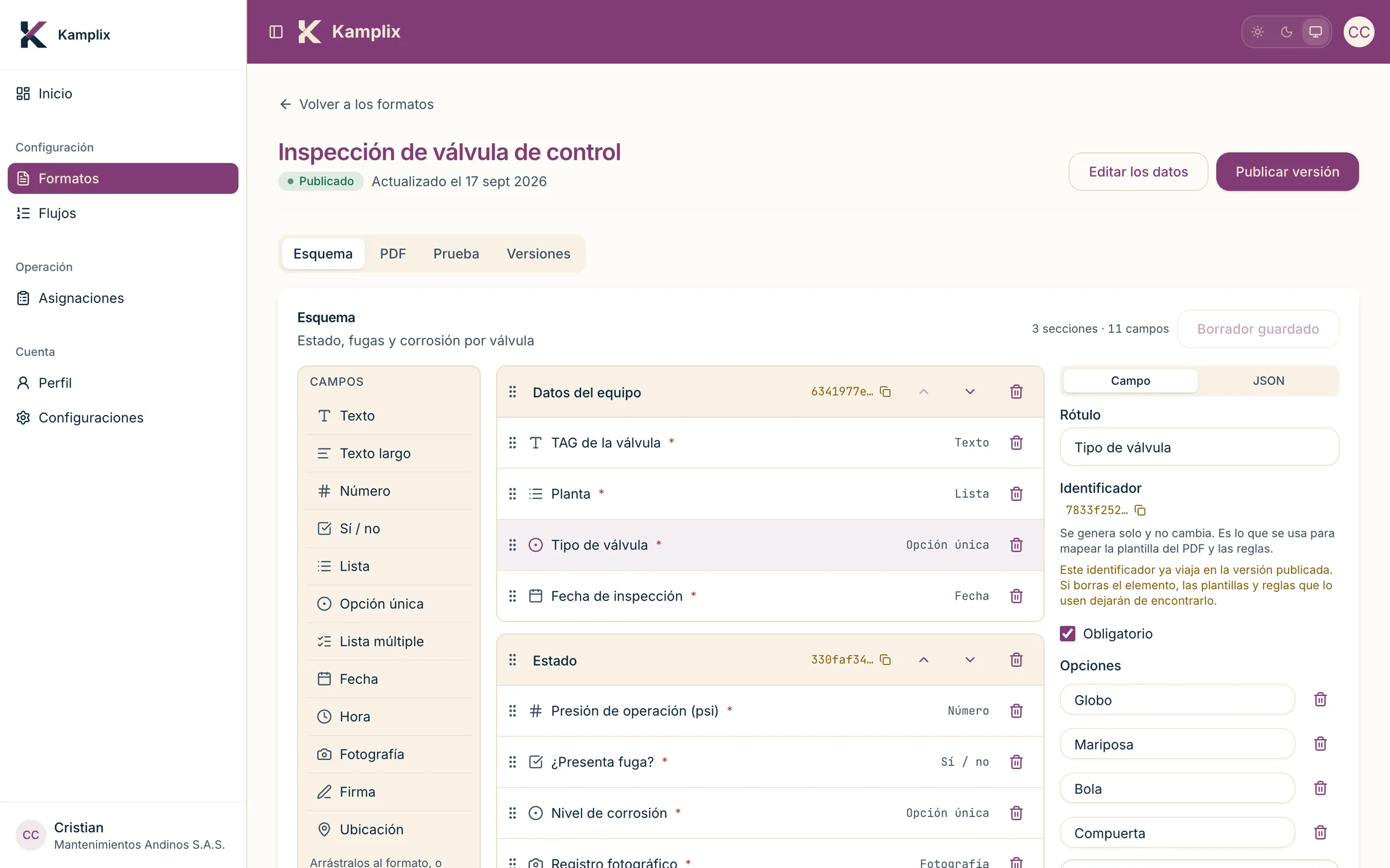 Kamplix form builder on the web next to the mobile app